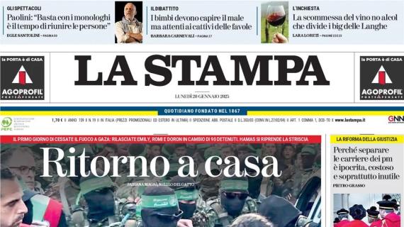 La Stampa in prima pagina: "Cairo, il mercato lumaca e il cuore Toro a Firenze"