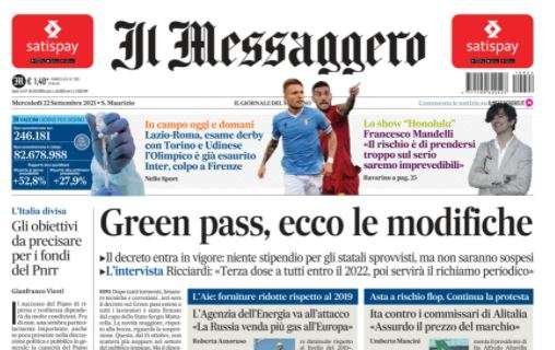 Il Messaggero: ""Lazio-Roma, esame derby con Torino e Udinese. L'Olimpico è già esaurito"