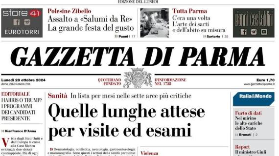 La Gazzetta di Parma in prima pagina: "Pareggio per i ducali: finisce 1-1 contro l'Empoli"