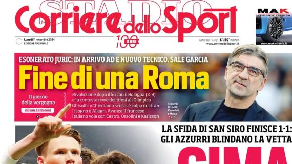 L'apertura del Corriere dello Sport dopo il pari del Napoli San Siro con l'Inter: "Cima Conte"