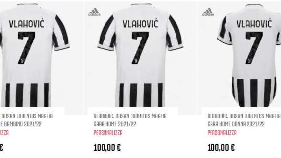 Sullo store della Juventus è già in vendita la nuova maglia numero 7 di Dusan Vlahovic