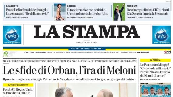 La Stampa sugli Europei: "Deschamps elimina CR7 ai rigori. La Spagna liquida la Germania"