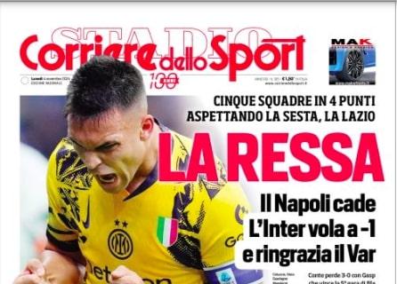 Mucchio in vetta, il Corriere dello Sport in prima pagina: "La ressa. Il Napoli cade, Inter a -1"