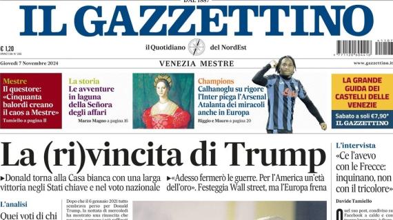 Il Gazzettino intitola: "Calhanoglu su rigore, l'Inter piega l'Arsenal. Atalanta dei miracoli"