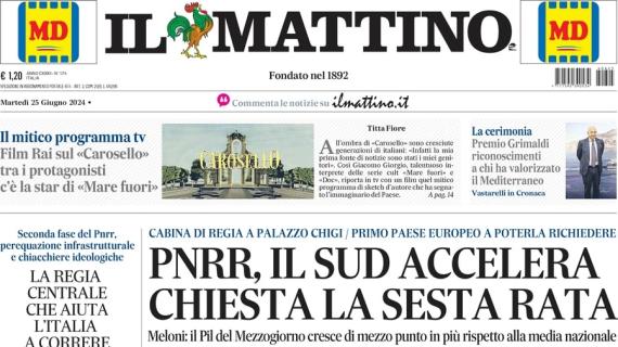 Il Mattino in prima pagina: "All'ultimo respiro. Perla di Zaccagni al 98': Italia agli ottavi"