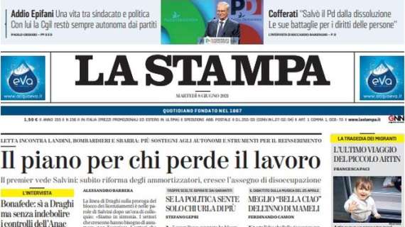 L'apertura de La Stampa su Chiellini-Bonucci in azzurro: "Coppia di ferro"