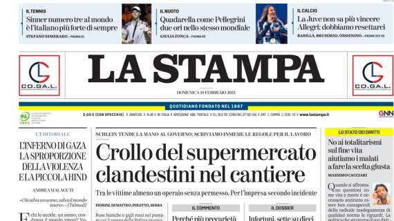 Crollo bianconero, La Stampa: "La Juve non sa più vincere"