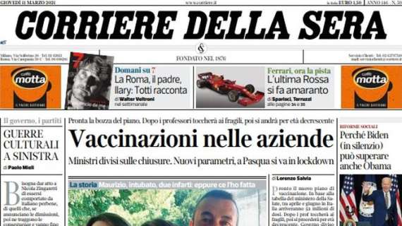 Il Corriere della Sera in apertura: "Milan a pezzi ma i classe '99 cerca l'impresa"