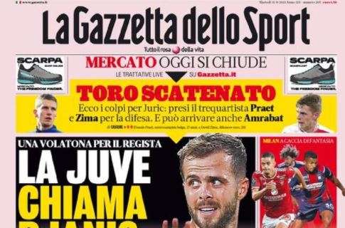 L'apertura de La Gazzetta dello Sport: "La Juve chiama Pjanic"