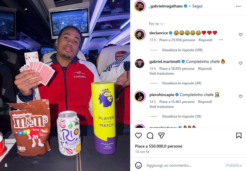 Arsenal ancora travolgente nel derby, Gabriel prende in giro il Tottenham giocando a poker