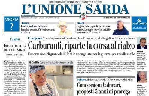 L'Unione Sarda: "Cagliari-Inter, questione di cuore. Matteoli, doppio ex: 'Che brividi'"