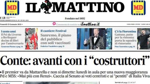Il Mattino: "C'è la Fiorentina. Gattuso, patto per la rimonta: porta la squadra al ristorante"