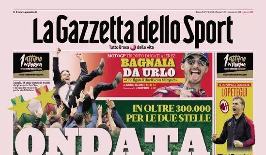 La prima pagina de La Gazzetta dello Sport sulla festa nerazzurra: "Ondata Inter"