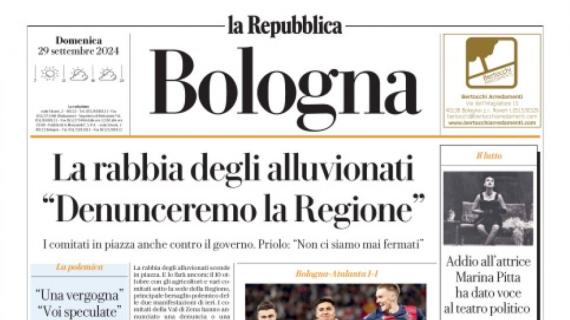 La prima di oggi de La Repubblica (ed. Bologna): "Castro illumina il Dall'Ara"