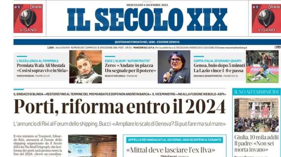 Il Secolo XIX: "Coppa Italia Genoa, buio dopo 5 minuti. La Lazio vince 1-0 e passa"