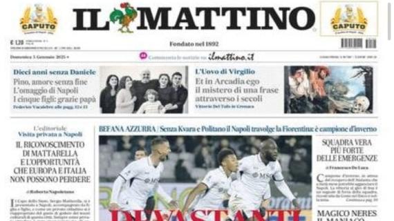 Il Napoli travolge 3-0 la Fiorentina al "Franchi", Il Mattino in prima pagina: "Devastanti"