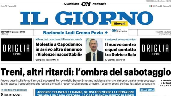 Il Giorno intitola: "Inter, passo falso con il Bologna: 2-2 a San Siro"