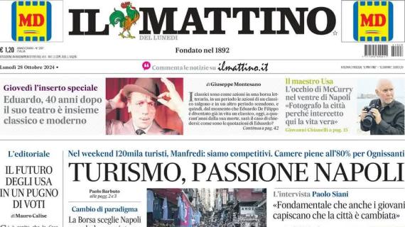 Il Mattino in prima pagina: "Conte gode: il Napoli si porta a +4 dopo il Derby d'Italia"