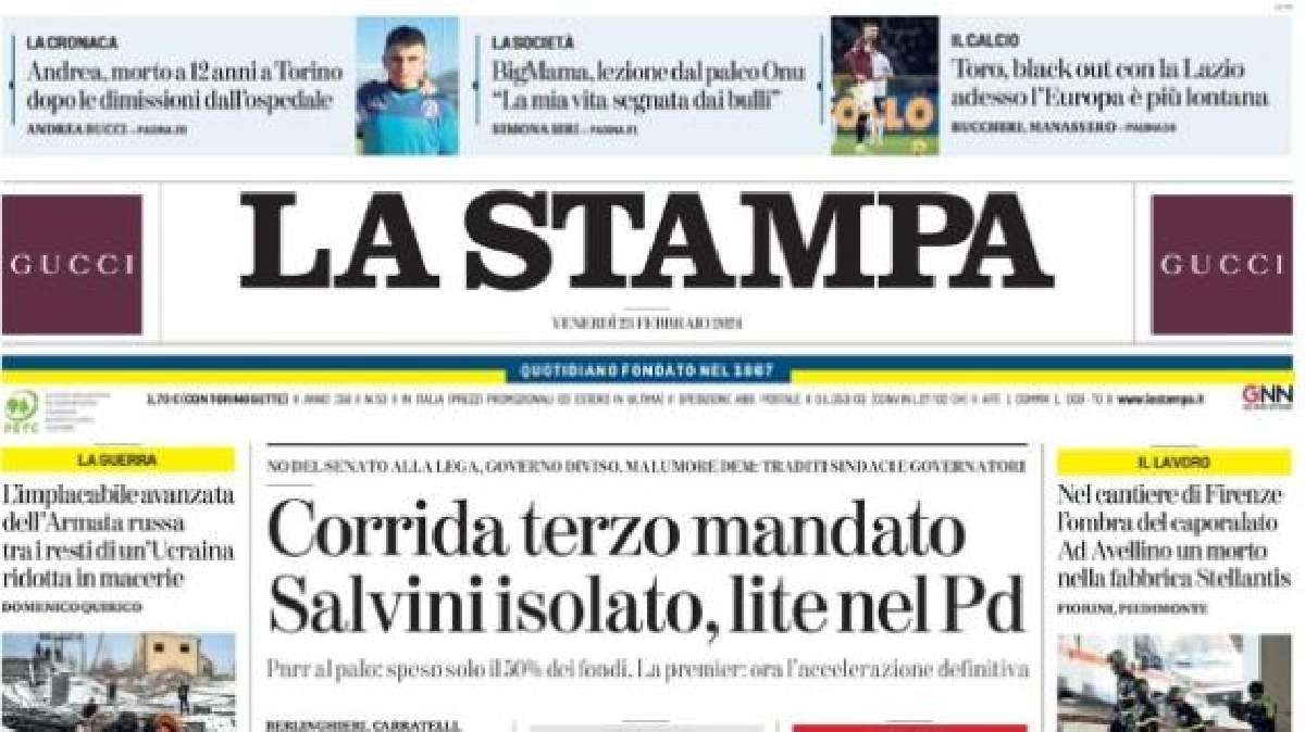 L'apertura de La Stampa: Toro, blackout con la Lazio. Adesso l'Europa è  più lontana - TUTTO mercato WEB